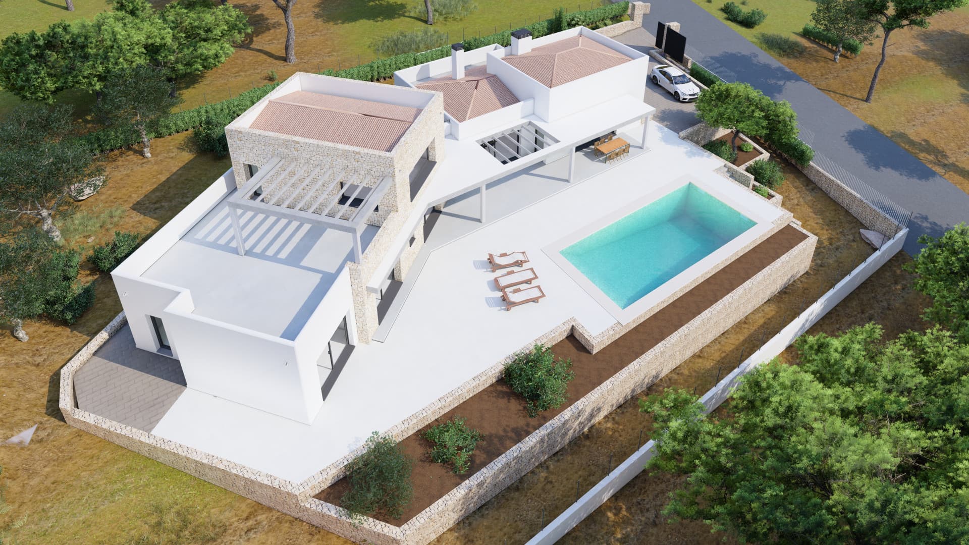 Excellente opportunité de construire une villa neuve sur une parcelle d’environ 1 570 m², avec permis de construire déjà accordé et un projet conçu pour une résidence de style classique ou ibicenco. - 2