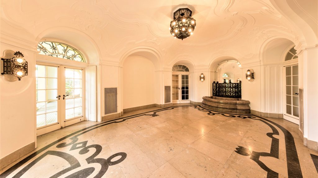 Marble living room with garden access