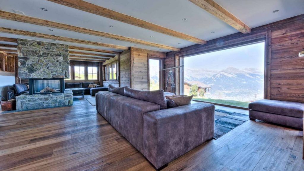 Indoor fireplace with views