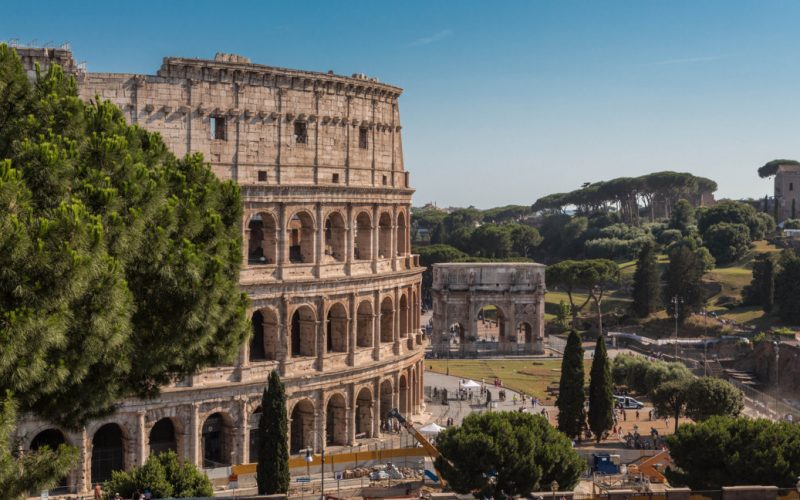 Views of the Colosseum from a terrace